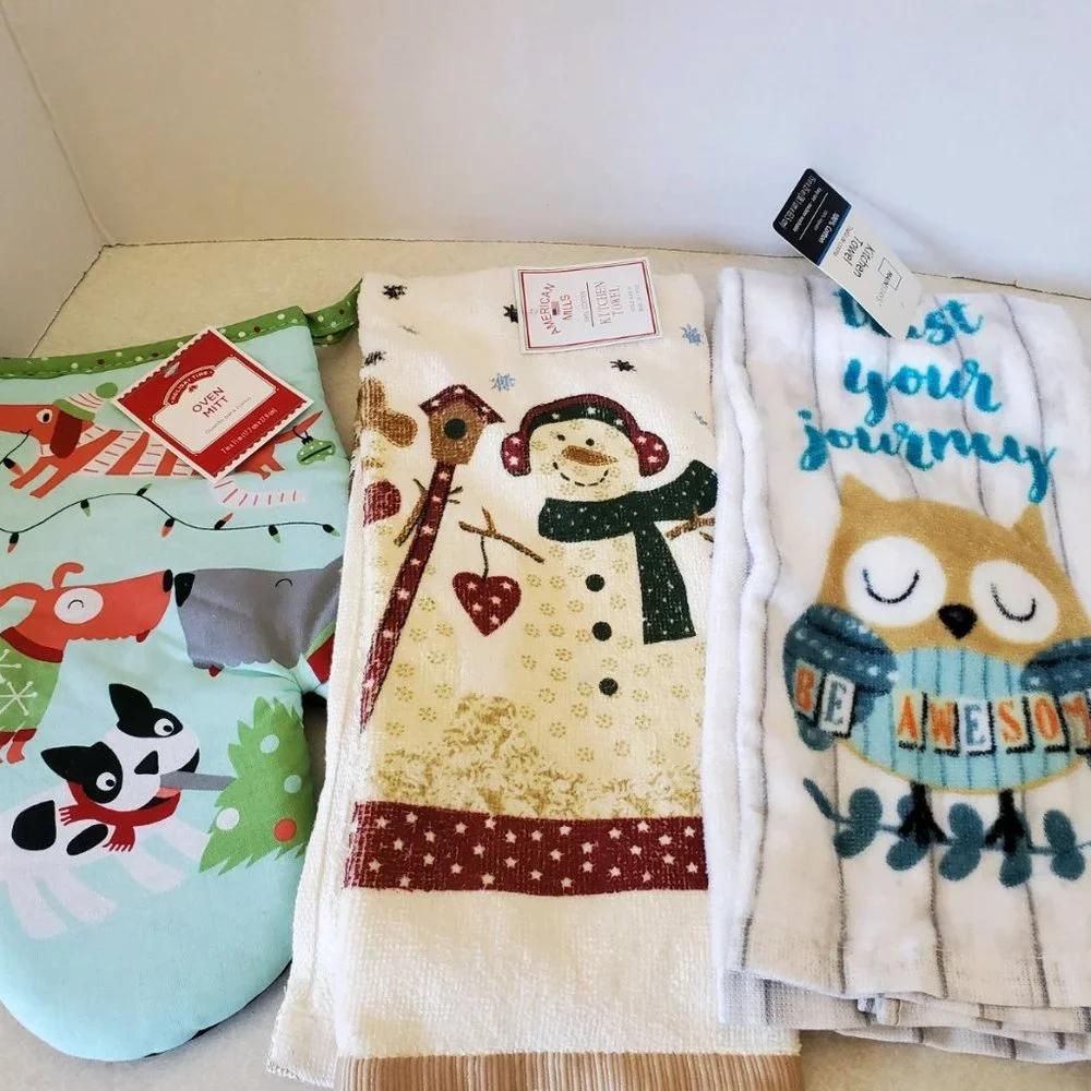 Kitchen Towel/Mitt Assortment - 1 Kitchen Mitt/3 Towels
